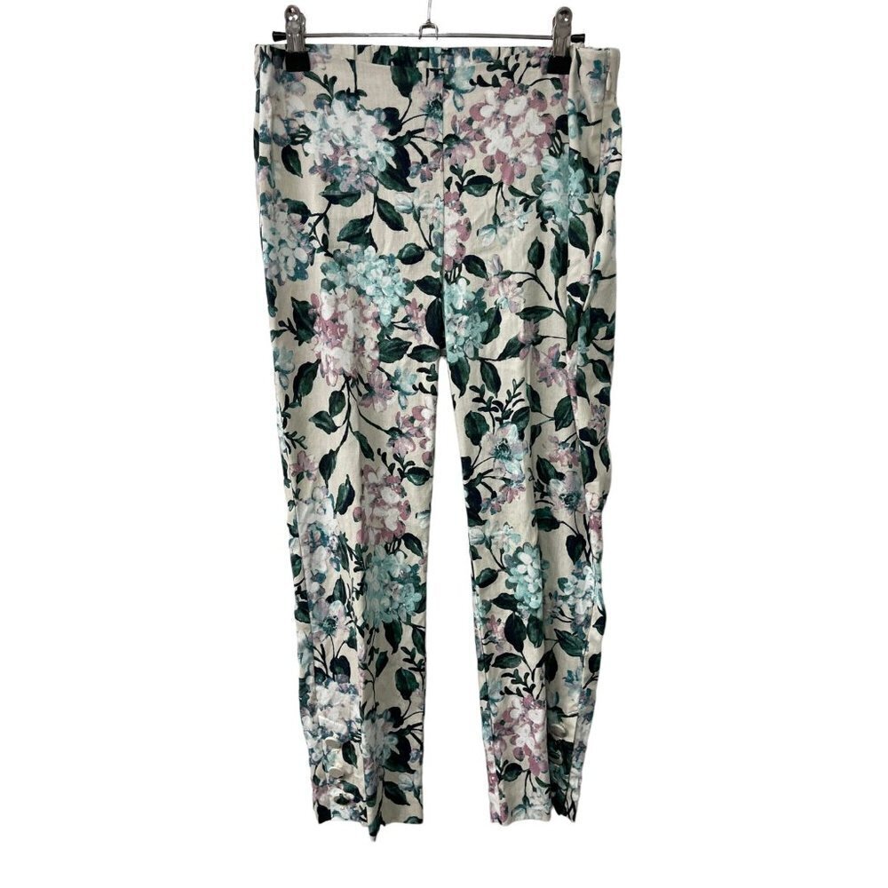 J. Jill Linen Stretch Floral Crop Pants Size Petite XS